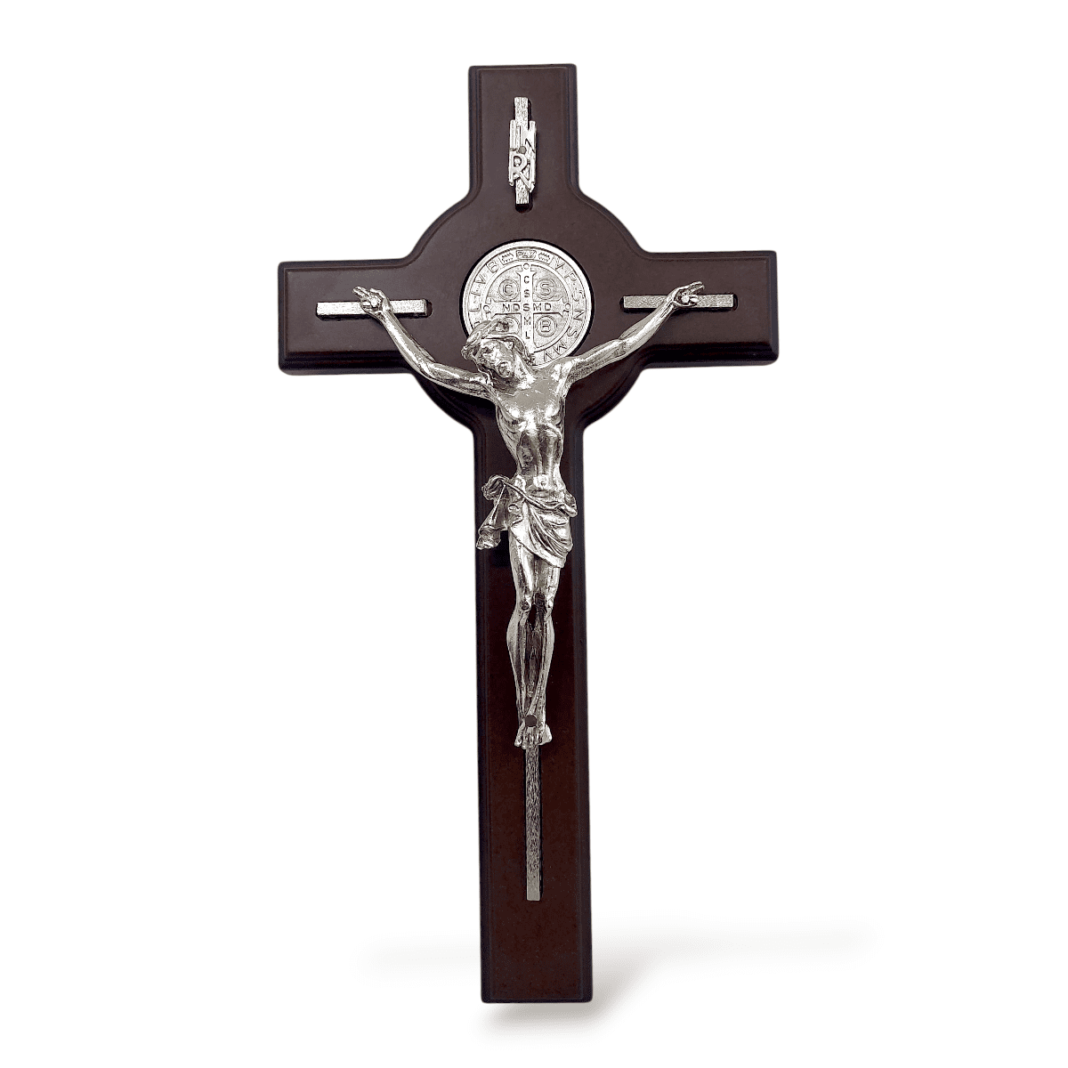 Cristo Para Colgar San Benito Plateado