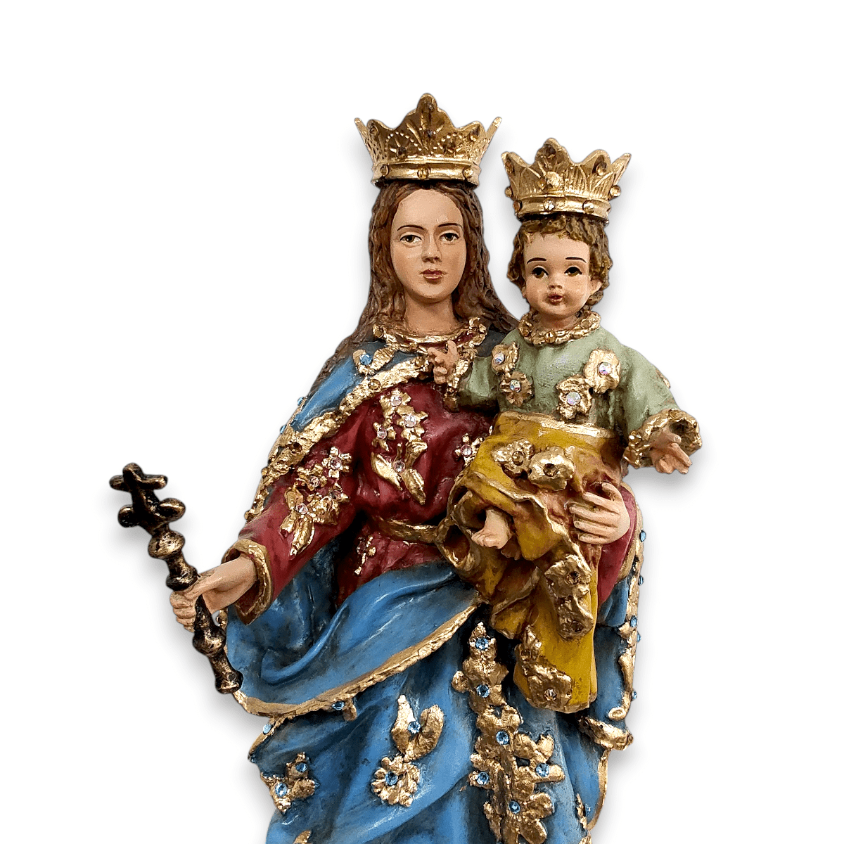 VIRGEN MARIA AUXILIADORA DECORADA CON PEDRERIA - Imagen 4
