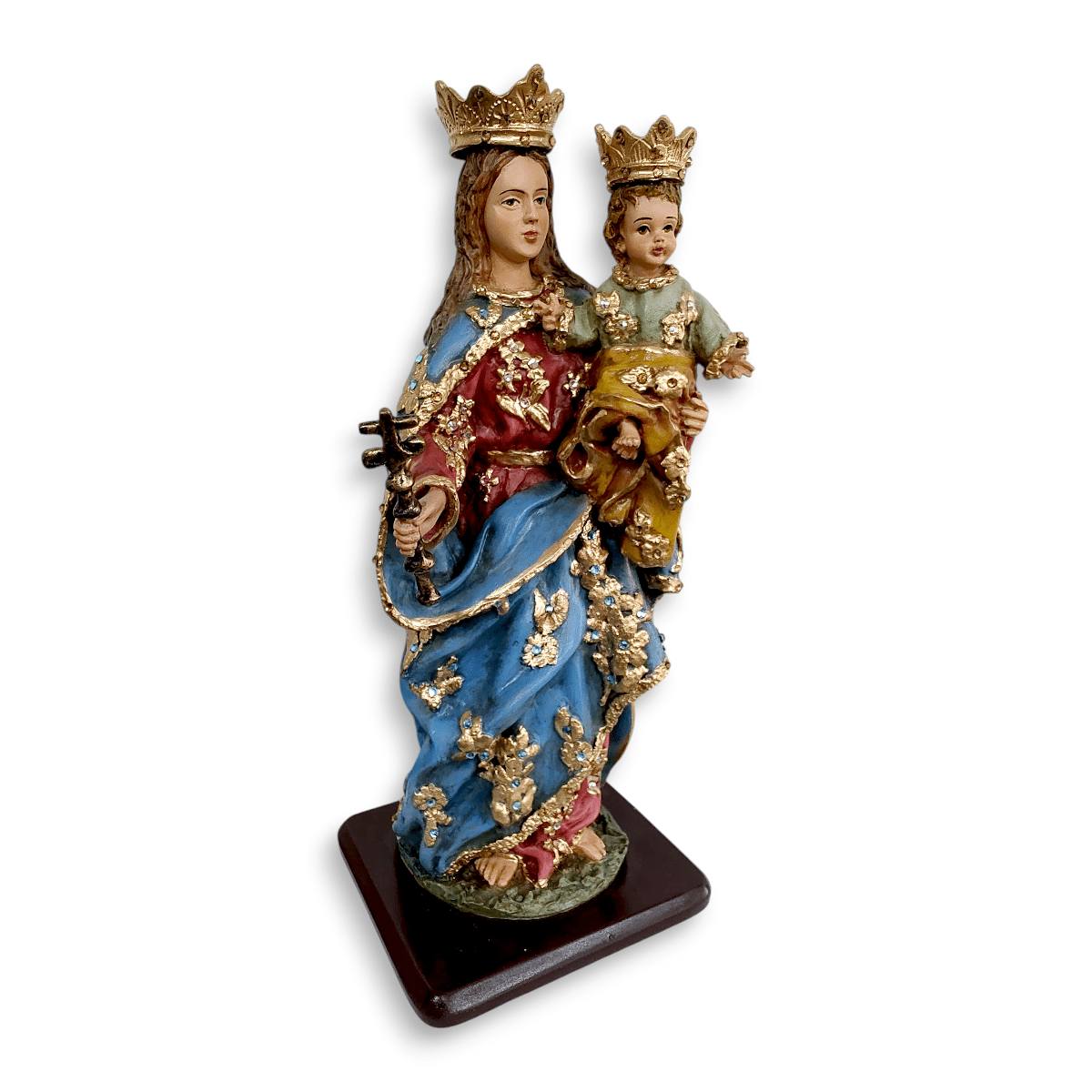 VIRGEN MARIA AUXILIADORA DECORADA CON PEDRERIA - Imagen 3