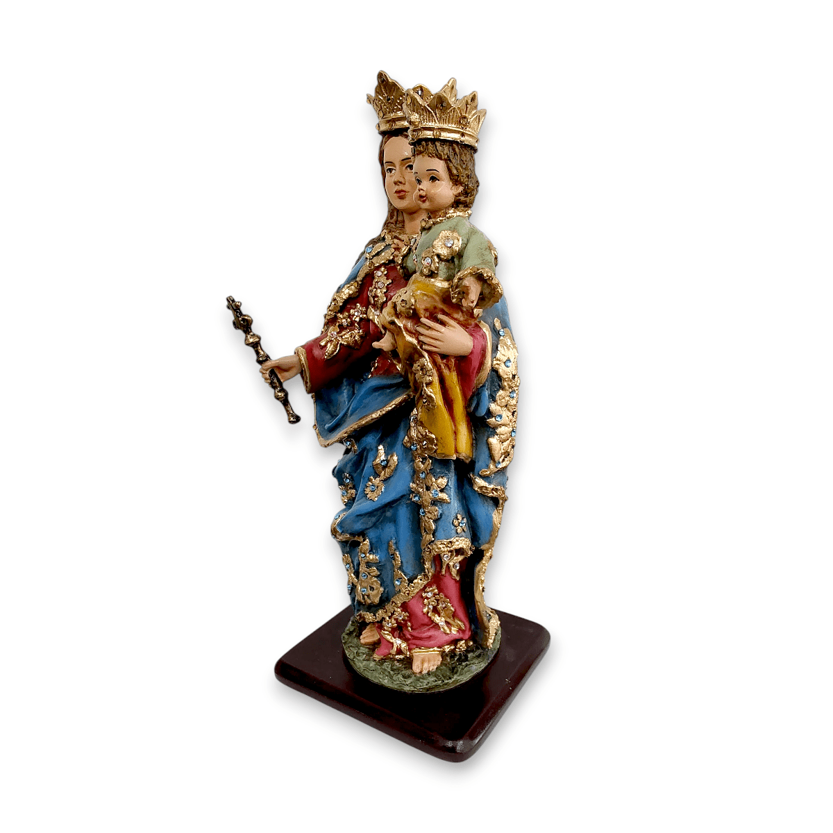 VIRGEN MARIA AUXILIADORA DECORADA CON PEDRERIA - Imagen 2