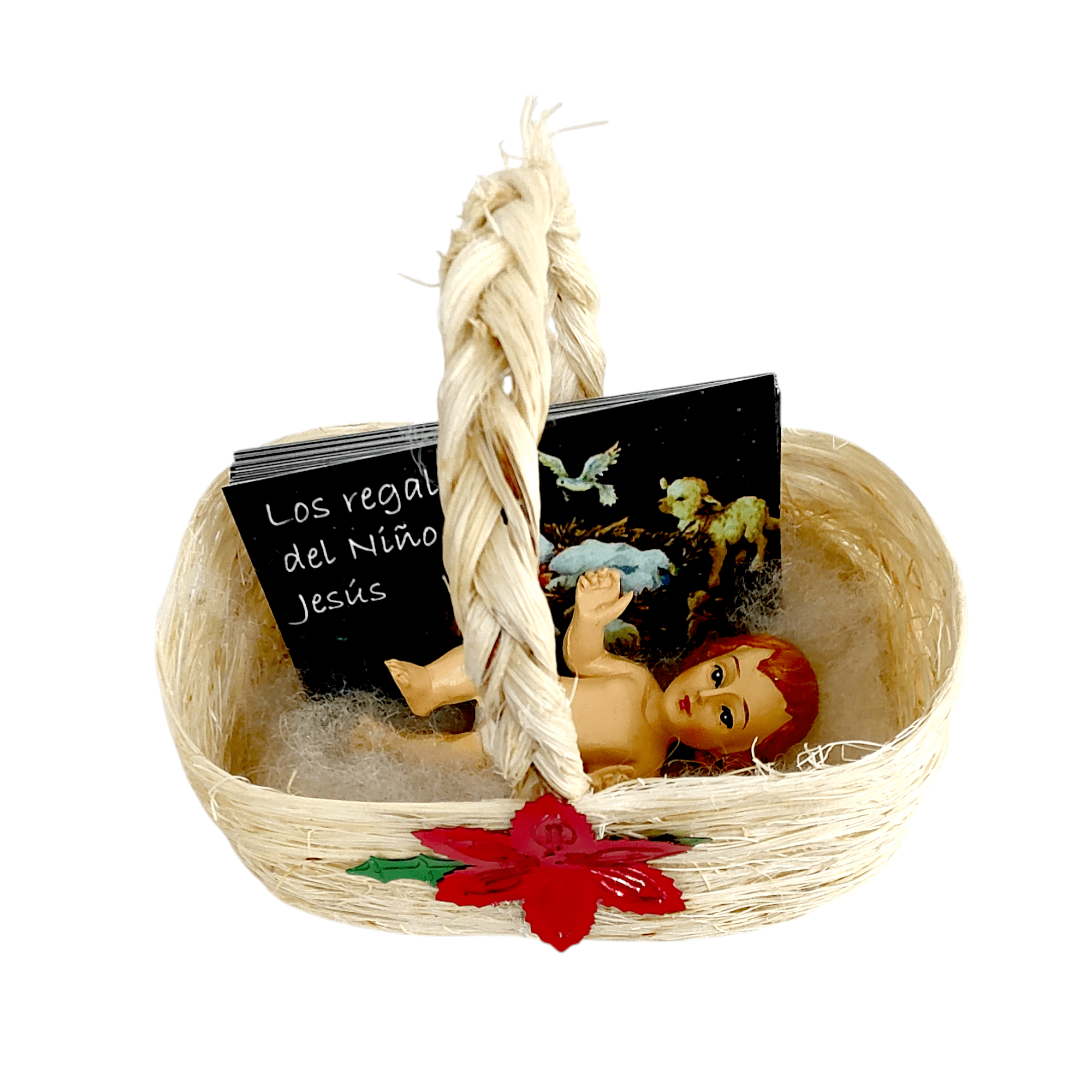 Kit Niño Dios con Canasto de Mimbre, Figura Religiosa, Tarjetas de Regalo, Decoración Navideña - Imagen 5
